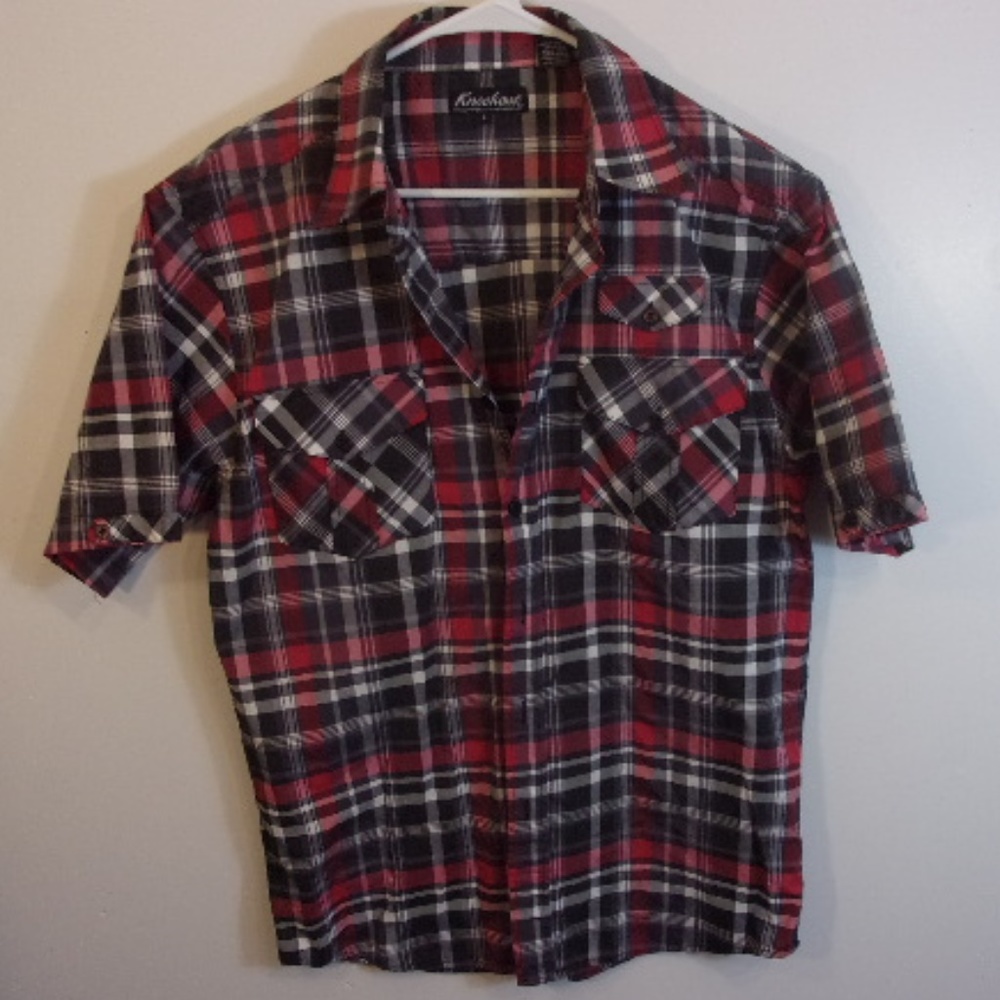 Knockout Plaid Short Sleeve Shirt Large